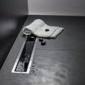 Canaletta doccia 85cm con coperchio in vetro nero CN-850 kamalu - 2
