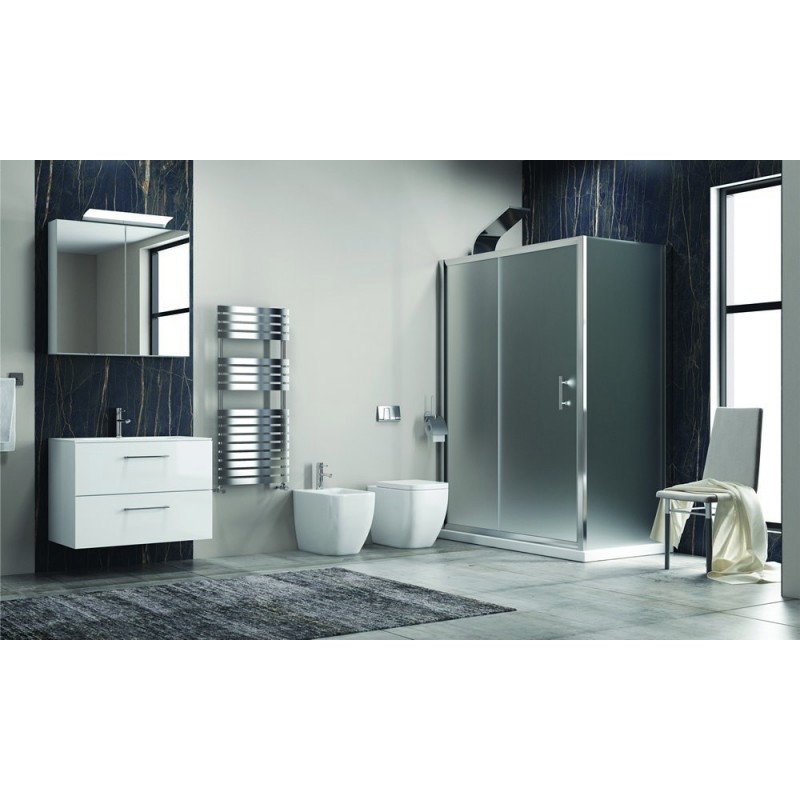 Box doccia 140x70 ad angolo vetro satinato anticalcare scorrevole KF5000S kamalu - 8