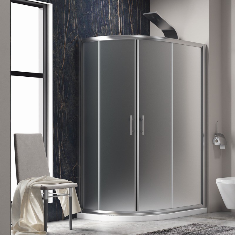 Box doccia stondato 120x90cm vetro opaco KAM-K270 kamalu - 1