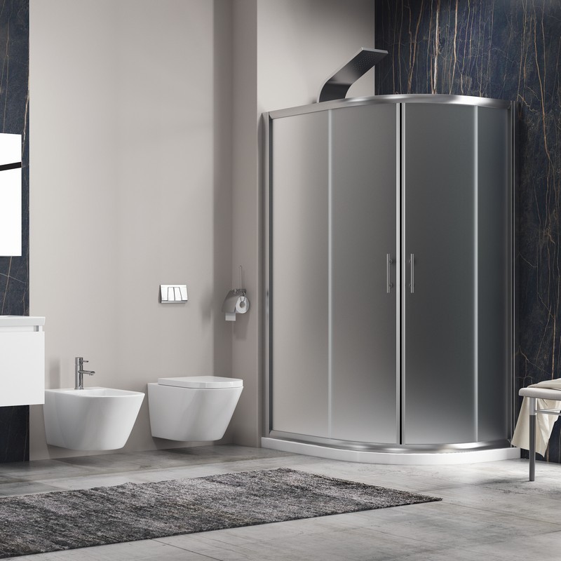 Box doccia stondato 120x90cm vetro opaco KAM-K270 kamalu - 2