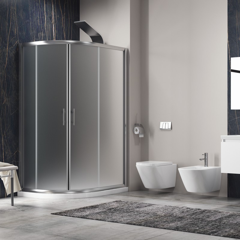 Box doccia stondato 120x90cm vetro opaco KAM-K270 kamalu - 4