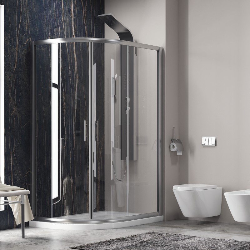 Box doccia stondato 120x90cm vetro trasparente KAM-K270 kamalu - 1
