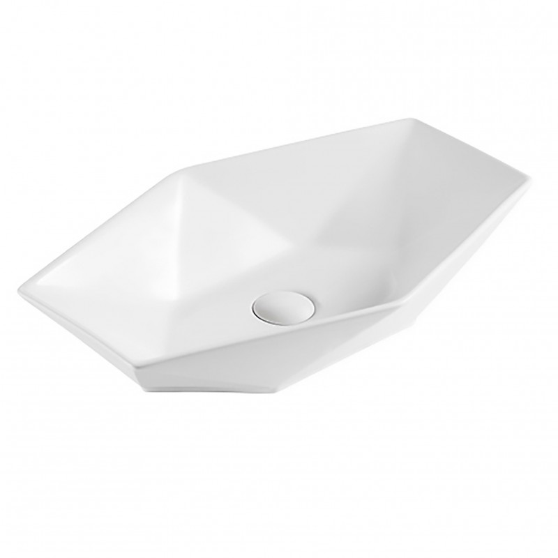 Lavabo da appoggio 57cm design esagonale modello Litos-K57 kamalu - 2