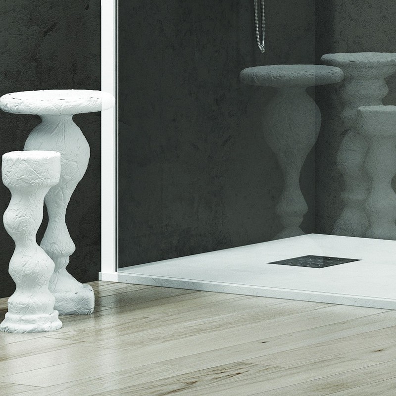 Parete doccia walk in 100 cm con profilo bianco opaco  KW-100W kamalu - 3