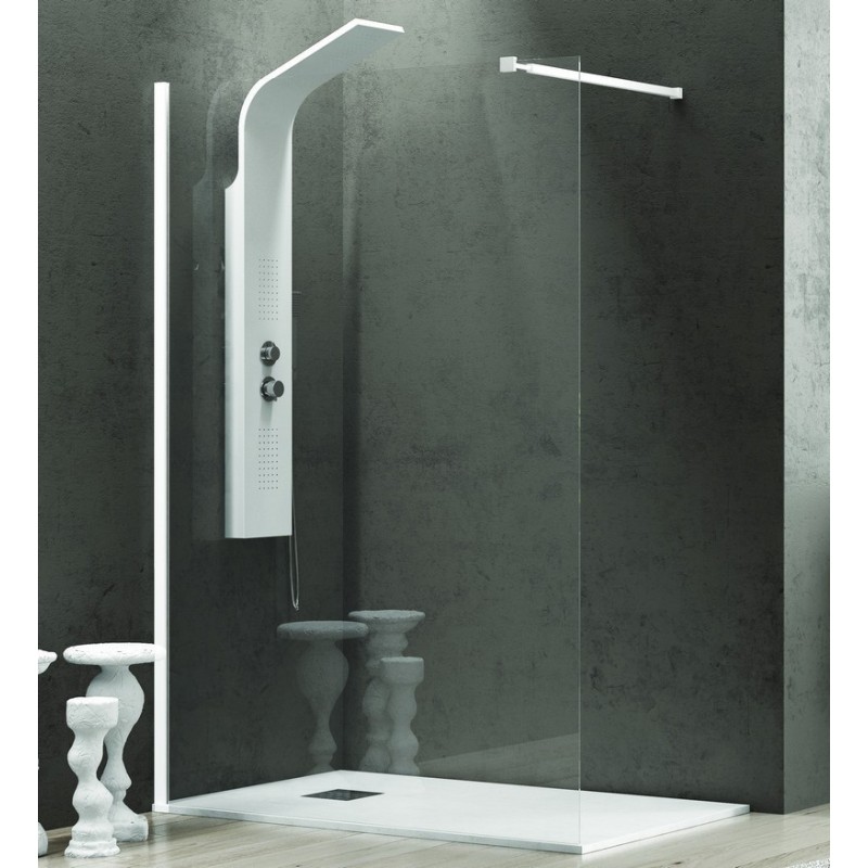 Parete doccia walk in 100 cm con profilo bianco opaco  KW-100W kamalu - 1