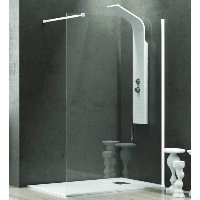 Parete doccia walk in 100 cm con profilo bianco opaco  KW-100W kamalu - 2