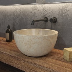 Lavabo bango in marmo colore crema 40cm  Litos-LC40 kamalu - 1