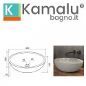 Lavabo bango in marmo bocciardato colore crema 45cm  Litos-LBC40 kamalu - 5