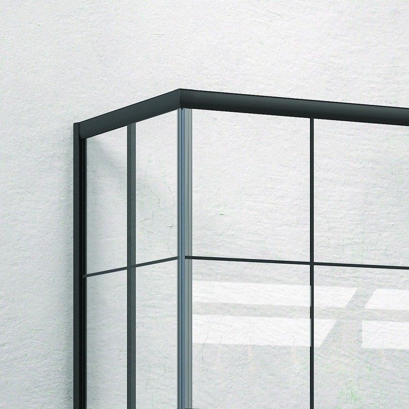 Box doccia 70x70 telaio nero vetro quadrati neri NICO-B1000 kamalu - 6