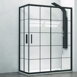 Box doccia nero 100x70 con vetro a quadrati neri NICO-B1000 kamalu - 1