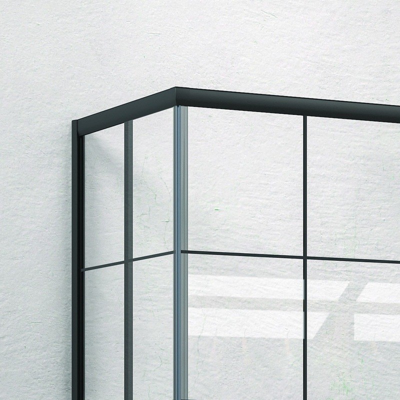 Box doccia 130x70 cm nero opaco con vetro a quadrati neri NICO-B1000 kamalu - 6