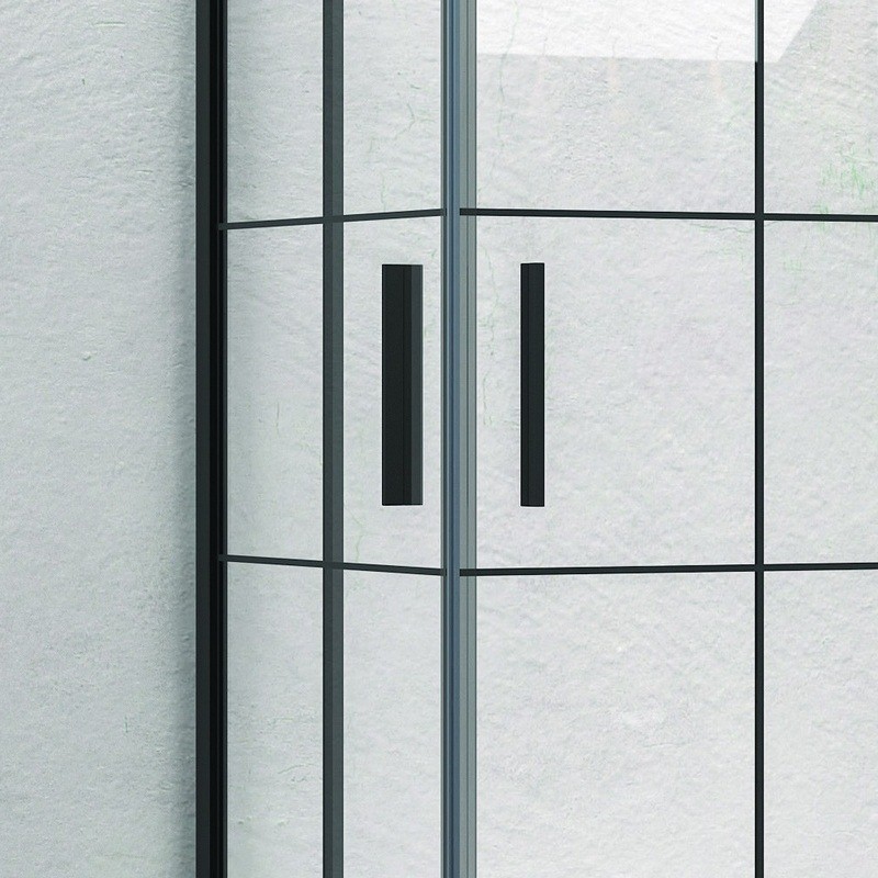 Box doccia 90x80 telaio nero opaco vetro a quadrati neri NICO-B1000 kamalu - 4