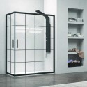 Box doccia 130x80 colore nero opaco vetro a quadrati neri NICO-B1000 kamalu - 1