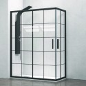 Box doccia 130x80 colore nero opaco vetro a quadrati neri NICO-B1000 kamalu - 2