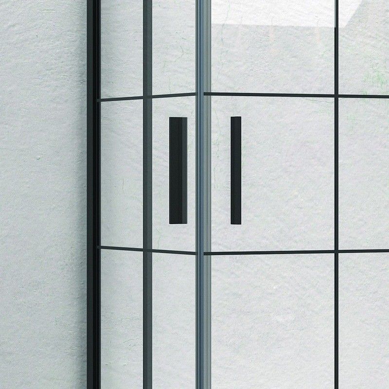 Box doccia 150x80 profili neri opachi vetro a quadrati neri NICO-B1000 kamalu - 4