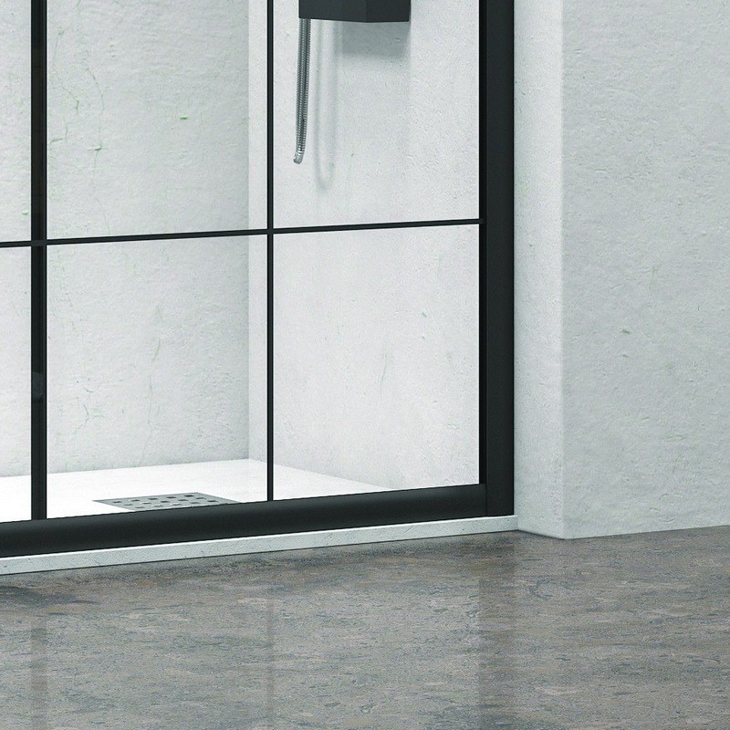 Box doccia 150x80 profili neri opachi vetro a quadrati neri NICO-B1000 kamalu - 5