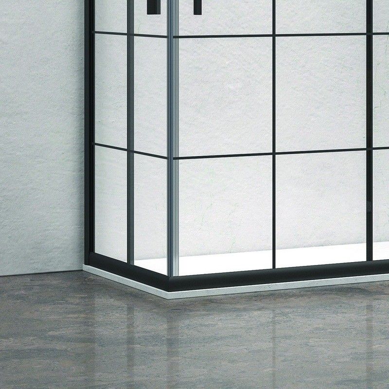 Box doccia 150x80 profili neri opachi vetro a quadrati neri NICO-B1000 kamalu - 3