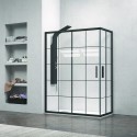 Box doccia nero 130x100 vetro a quadrati neri NICO-B1000 kamalu - 1