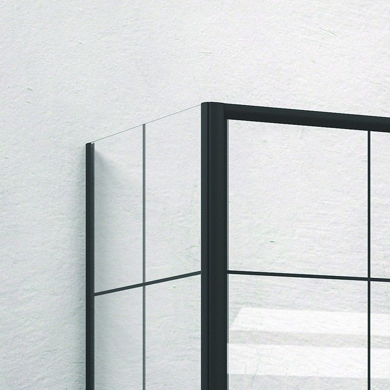Box doccia nero 100x70 scorrevole e laterale fisso vetro a quadrati neri NICO-D3000S kamalu - 4