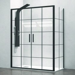 Box doccia angolare 160x70 doppio scorrevole telaio nero NICO-D6000S kamalu - 1