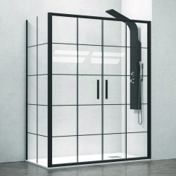 Box doccia angolare 190x90 doppio scorrevole telaio nero NICO-D6000S kamalu - 1
