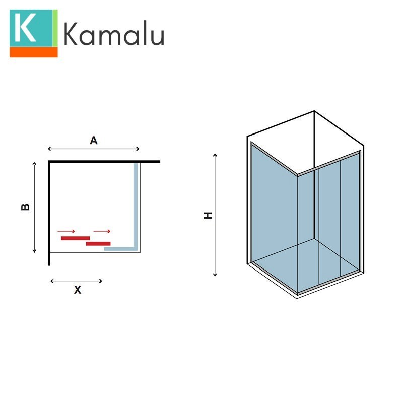 cabina 90x70 apertura scorrimento kamalu