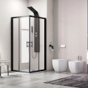 Box doccia 90x70 angolare profili neri vetro trasparente modello KF1000B kamalu - 7