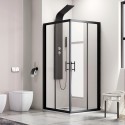 Box doccia angolare 80x80cm telaio nero opaco KF1000B kamalu - 1
