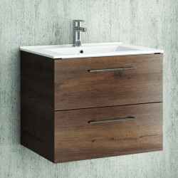 Mobiletto bagno 60 cm lavabo incasso e due cassetti NEL-60 kamalu - 1