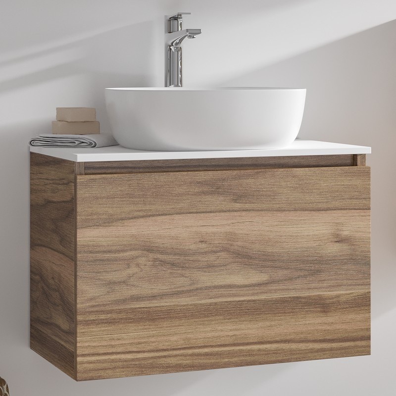 Mobile bagno 60 cm con piano bianco solid surface SP-60C kamalu - 1