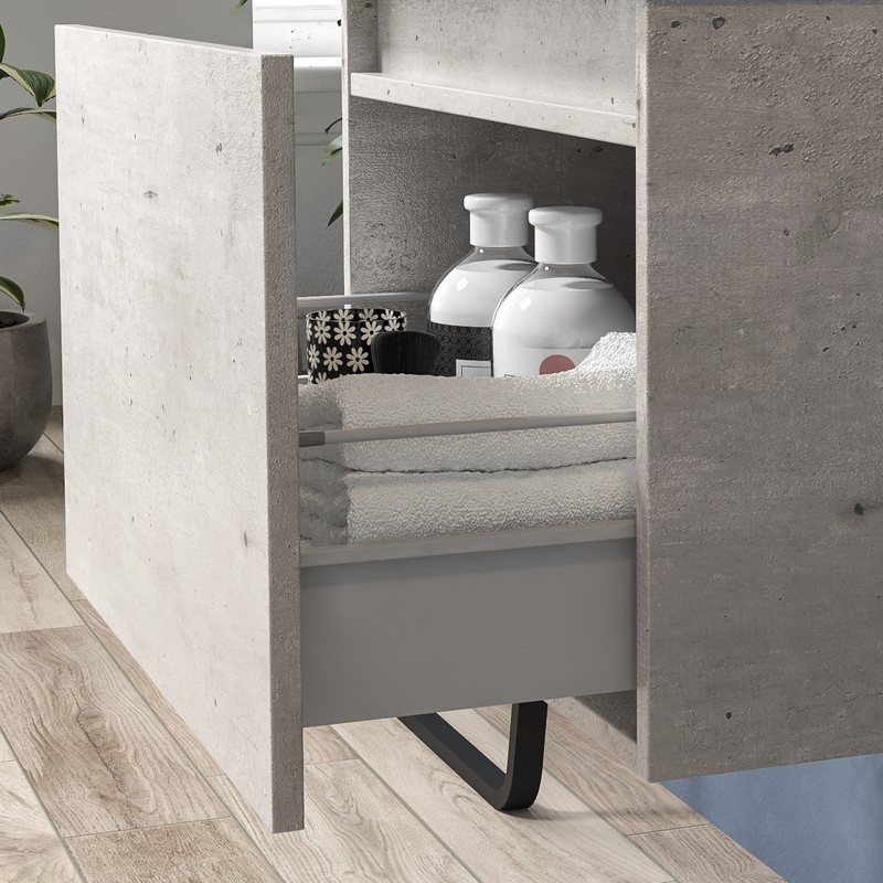 Mobile bagno 60 cm con piano bianco solid surface SP-60C kamalu - 5