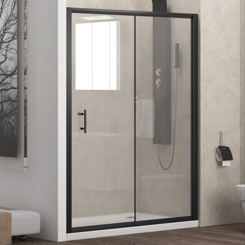 Box doccia nicchia scorrevole 110cm con telaio nero KFN5000 kamalu - 1