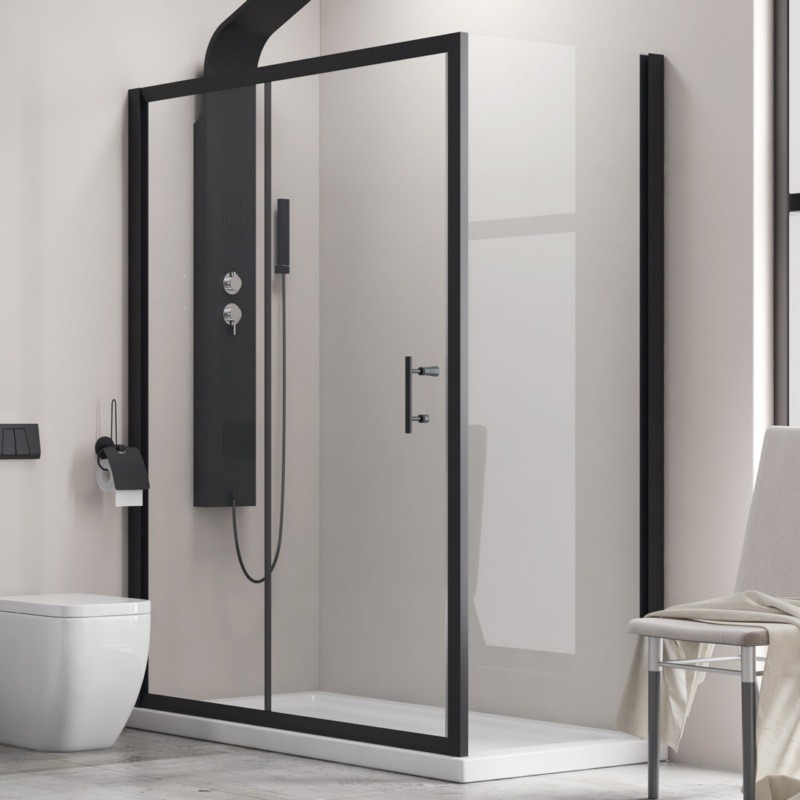 Box doccia angolo 110x70 cm con telaio nero e anta scorrevole KFN5000S kamalu - 6