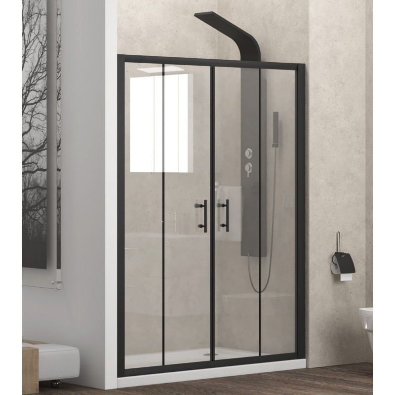 Nicchia doccia 170cm doppio scorrevole anticalcare telaio nero KFN6000 kamalu - 2