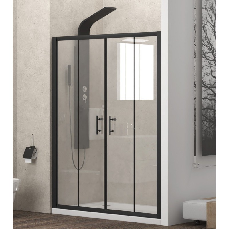 Nicchia doccia 200cm doppio scorrevole anticalcare telaio nero KFN6000 kamalu - 5