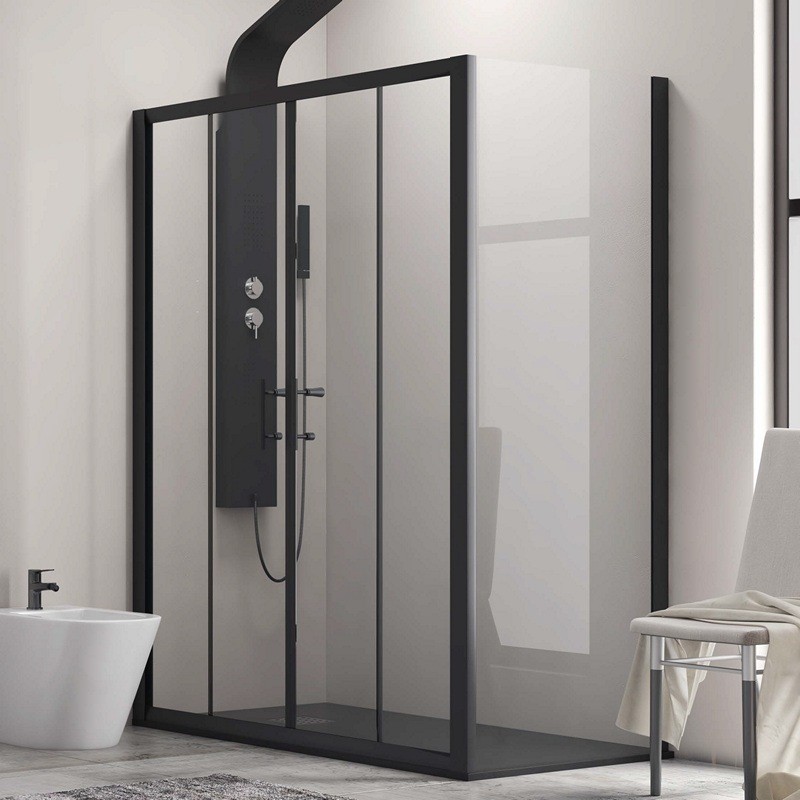 Box doccia angolare 220x90 doppio scorrevole colore nero KFN6000S kamalu - 1