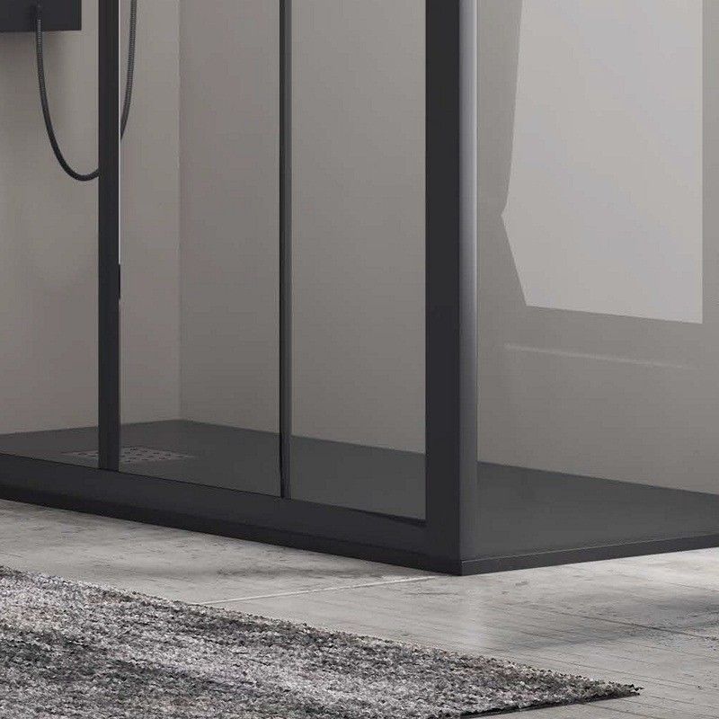 Box doccia angolare 220x90 doppio scorrevole colore nero KFN6000S kamalu - 4