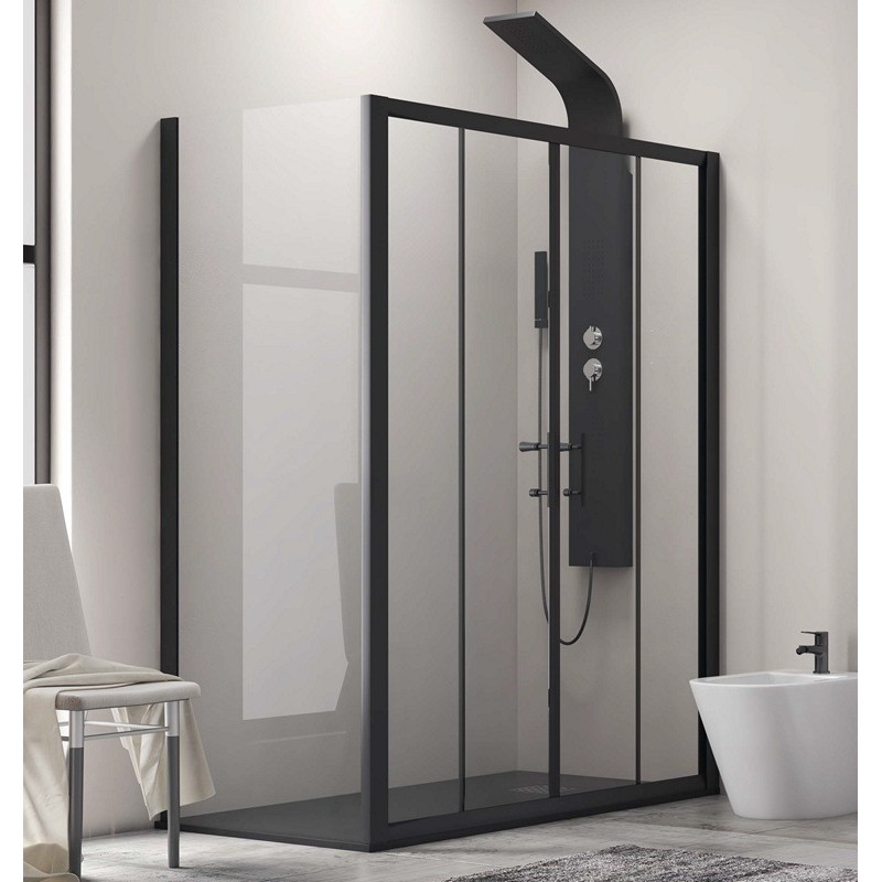 Box doccia angolare 220x90 doppio scorrevole colore nero KFN6000S kamalu - 2