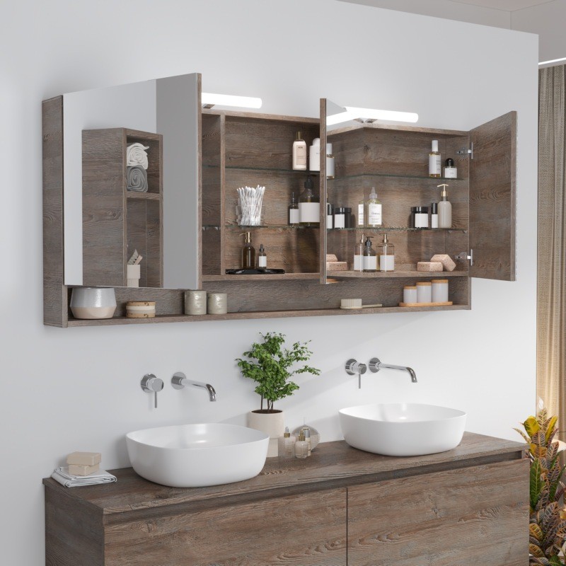 Mobile bagno sospeso 155 cm con doppio cassetto SP-155P kamalu - 4