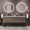 Mobile bagno a terra 175 cm doppio lavabo 2 cassetti e anta SP-175SS kamalu - 4