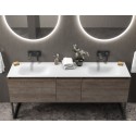 Mobile bagno a terra 175 cm doppio lavabo 2 cassetti e anta SP-175SS kamalu - 2