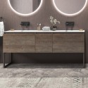 Mobile bagno a terra 175 cm doppio lavabo 2 cassetti e anta SP-175SS kamalu - 1