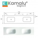 Mobile bagno a terra 175 cm doppio lavabo 2 cassetti e anta SP-175SS kamalu - 8