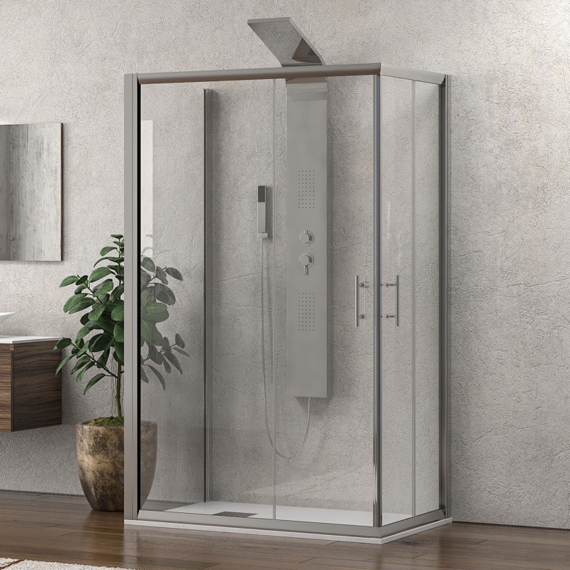 Box doccia tre lati 70x100x70 doppio scorrevole anticalcare altezza 190 KF1000 kamalu - 2