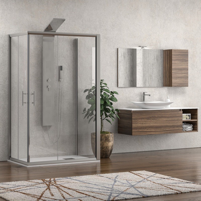 Box doccia tre lati 70x100x70 doppio scorrevole anticalcare altezza 190 KF1000 kamalu - 1