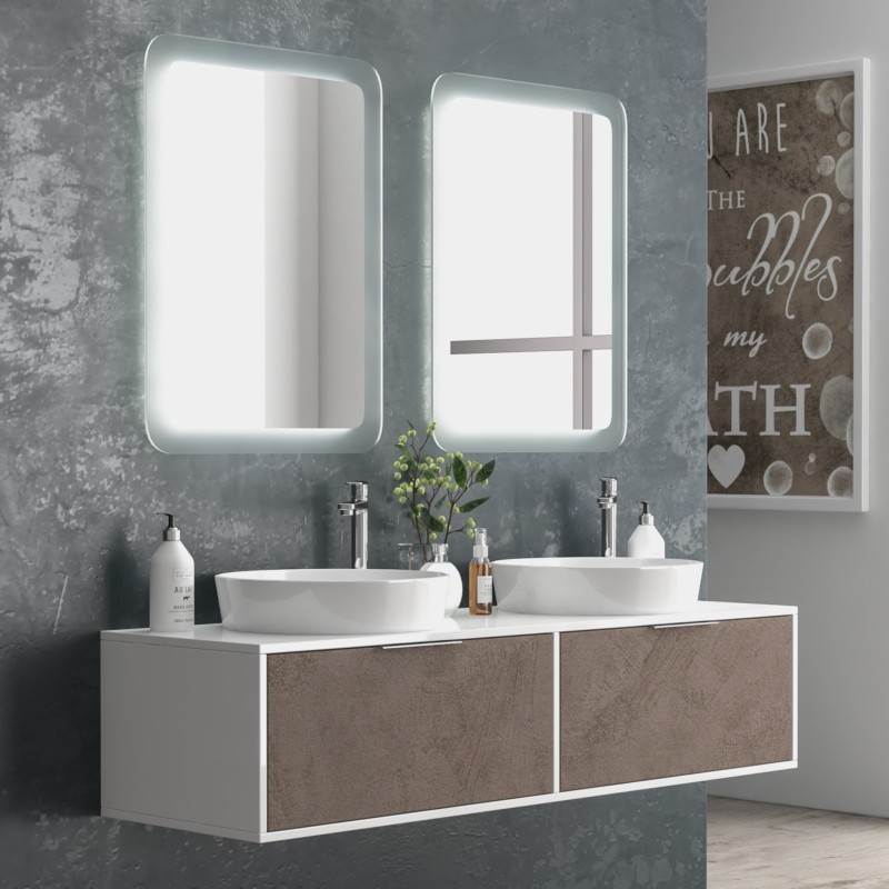 Mobile bagno 150 cm bicolore con 2 cassetti scorrevoli SPR-150C kamalu - 3