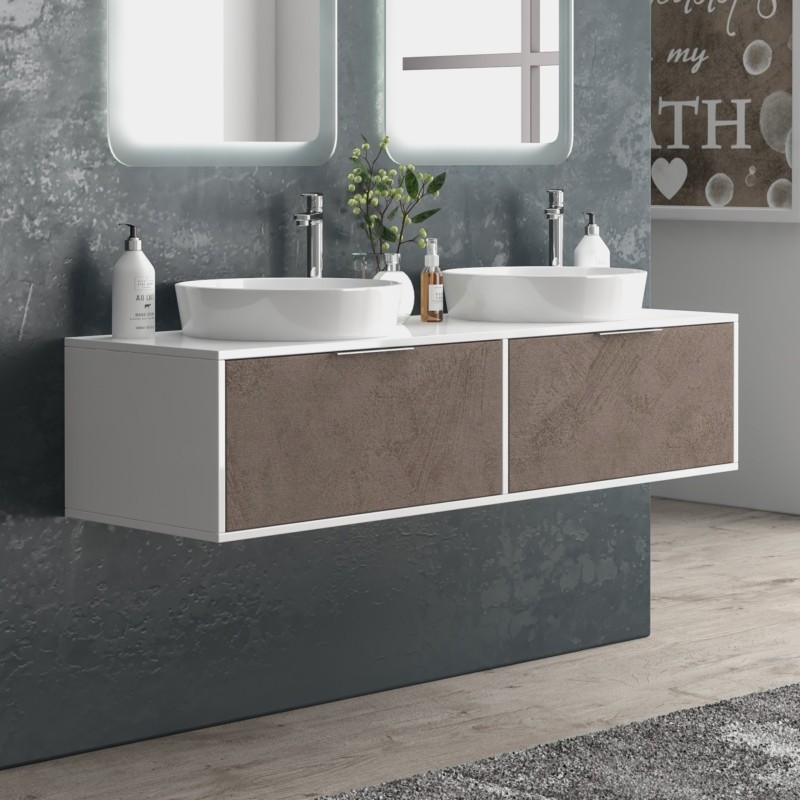 Mobile bagno 150 cm bicolore con 2 cassetti scorrevoli SPR-150C kamalu - 1
