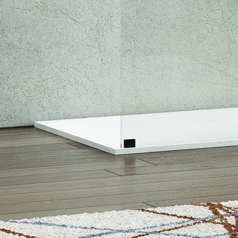 Walk-in doccia 150cm con staffe nere vetro trasparente KW3000N kamalu - 4