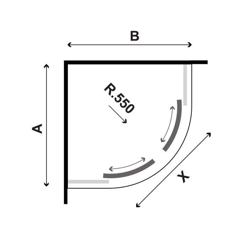 Box doccia semicircolare 80x80 finitura oro opaca KE-2000R kamalu - 3