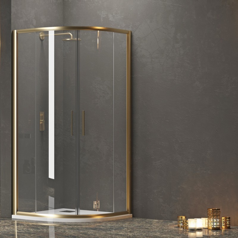 Box doccia semicircolare 80x80 finitura oro opaca KE-2000R kamalu - 2